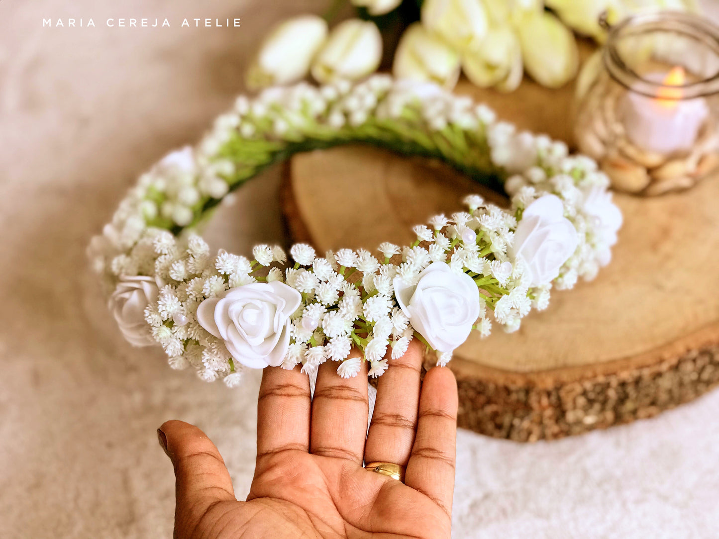 Coroa de flores Gypsophilas